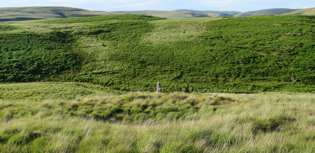 Image shows an earthwork platform in the Elan Valley. 
